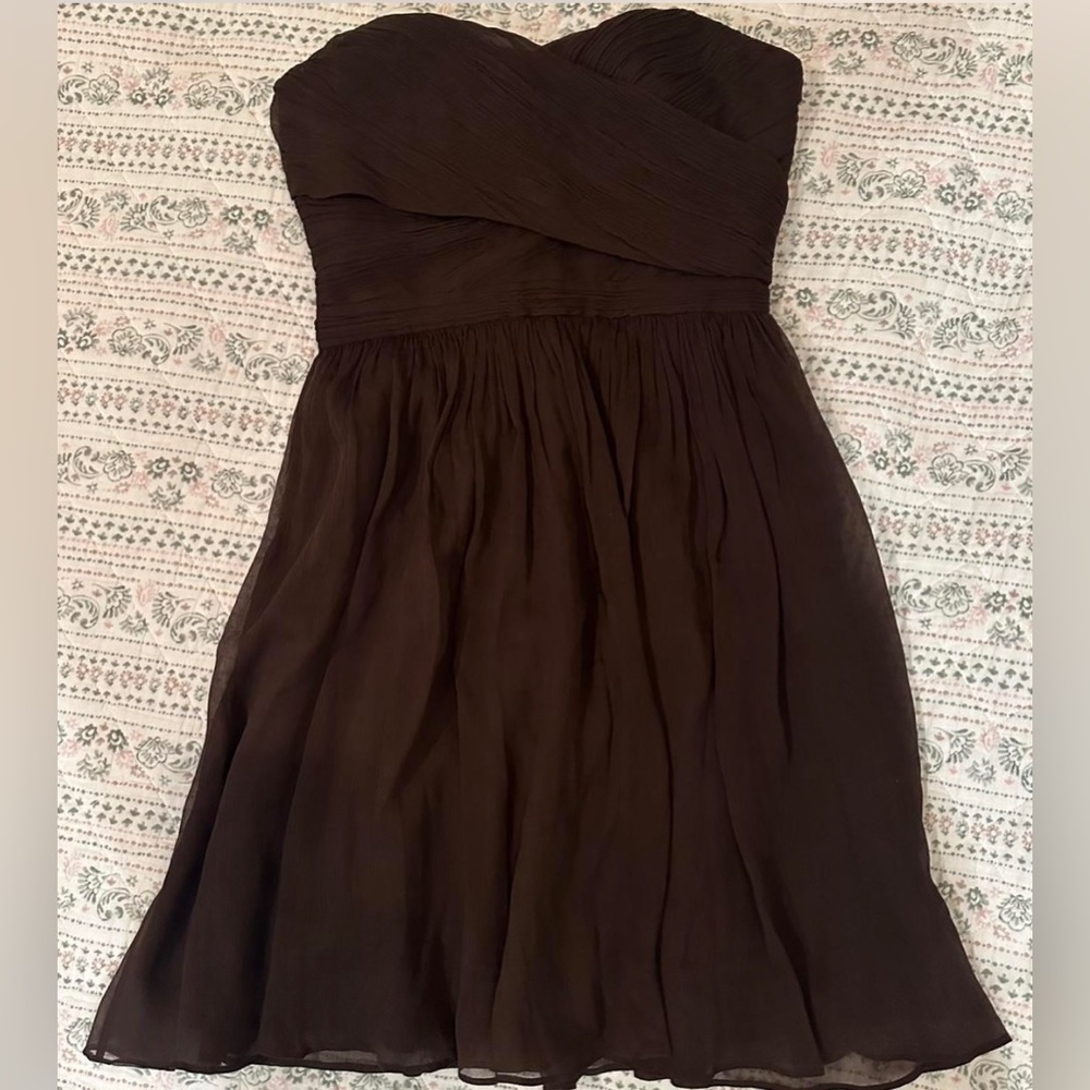 J. Crew Women’s Brown Silk Strapless Dress, Size 2
